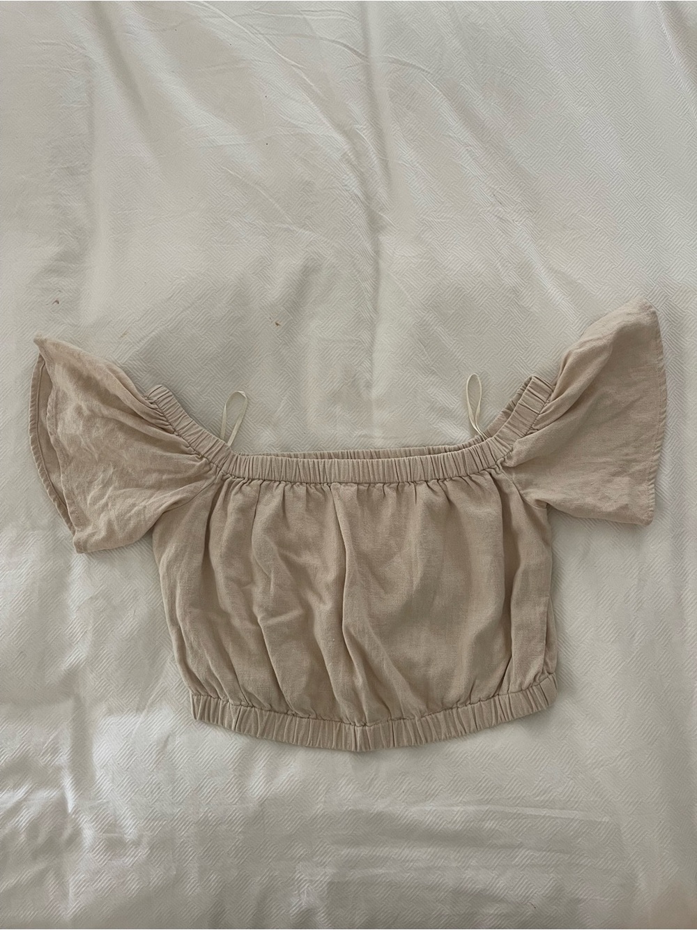 Abercrombie & Fitch Beige Off-Shoulder Crop Top